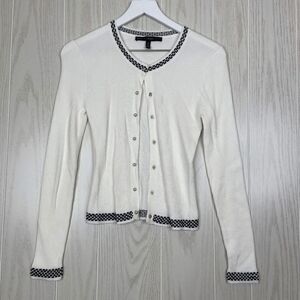 White House Black Market Embroidered Snap-Front Cardigan Women's White Size XS